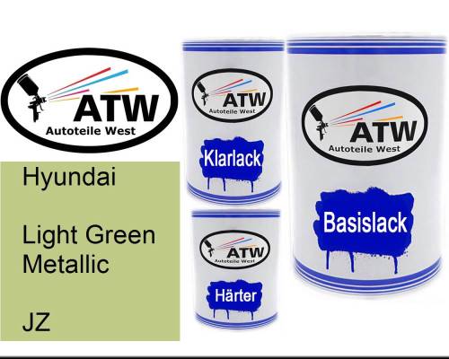 Hyundai, Light Green Metallic, JZ: 500ml Lackdose + 500ml Klarlack + 250ml Härter - Set, von ATW Autoteile West.